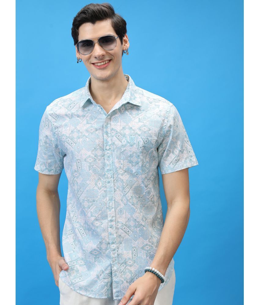     			Ketch 100% Cotton Slim Fit Printed Half Sleeves Men's Casual Shirt - Blue ( Pack of 1 )