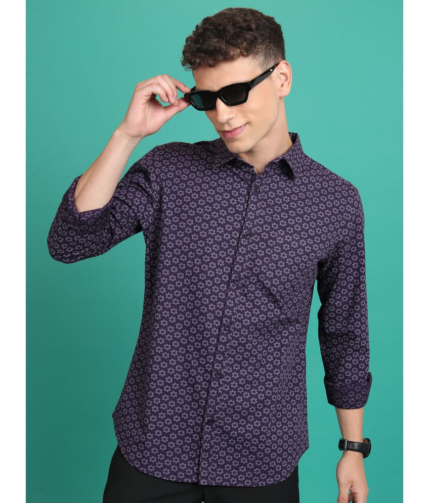     			Ketch 100% Cotton Slim Fit Printed Full Sleeves Men's Casual Shirt - Purple ( Pack of 1 )
