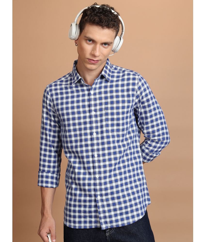     			Ketch Cotton Blend Slim Fit Checks Full Sleeves Men's Casual Shirt - Blue ( Pack of 1 )