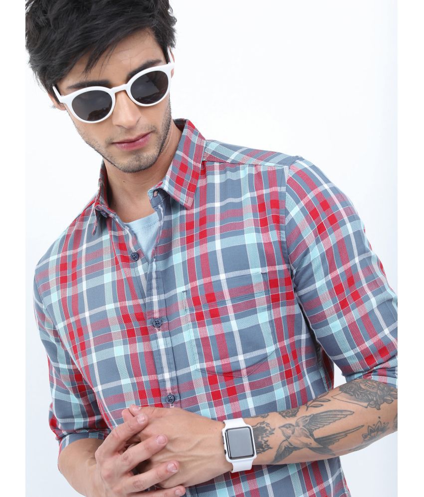     			Ketch Cotton Blend Slim Fit Checks Full Sleeves Men's Casual Shirt - Grey ( Pack of 1 )
