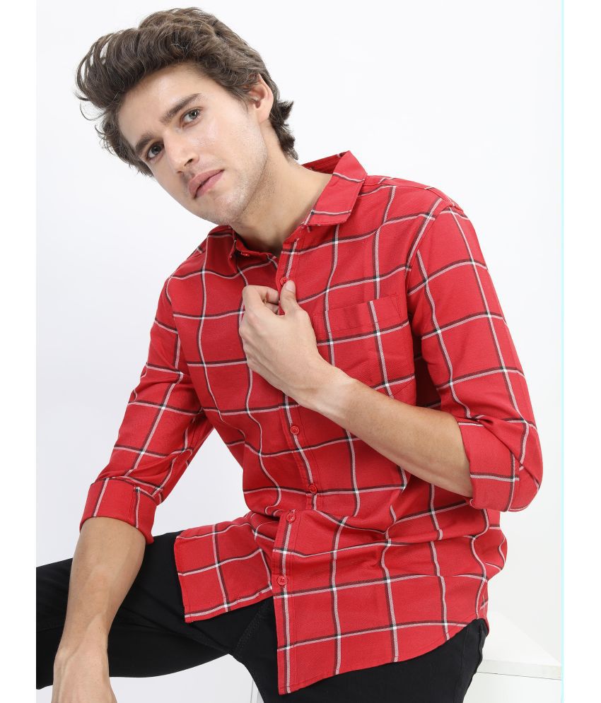     			Ketch Cotton Blend Slim Fit Checks Full Sleeves Men's Casual Shirt - Red ( Pack of 1 )
