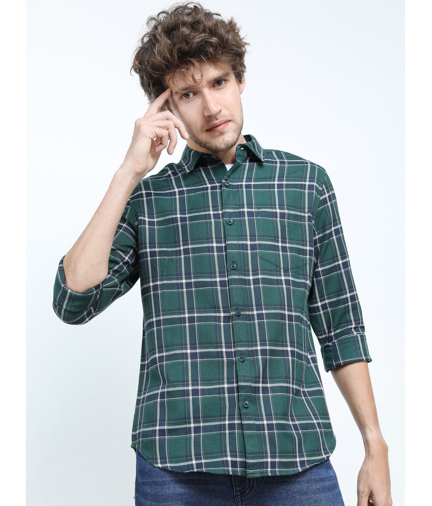     			Ketch Cotton Blend Slim Fit Checks Full Sleeves Men's Casual Shirt - Green ( Pack of 1 )