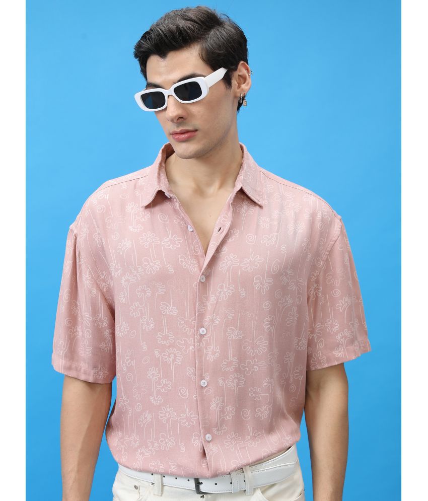     			Ketch Viscose Slim Fit Printed Half Sleeves Men's Casual Shirt - Pink ( Pack of 1 )