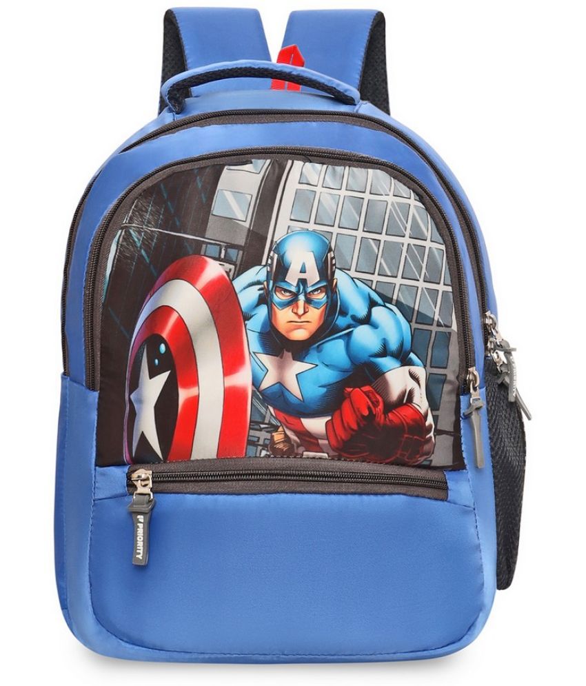     			Priority Blue Polyester Backpack For Kids