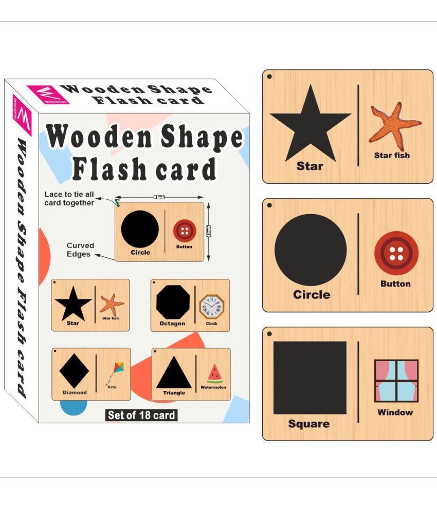     			WISSEN Wooden (MDF) Shapes Learning Flash card with lacing thread.