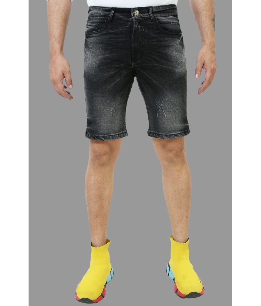     			plounge Black Denim Men's Denim Shorts ( Pack of 1 )