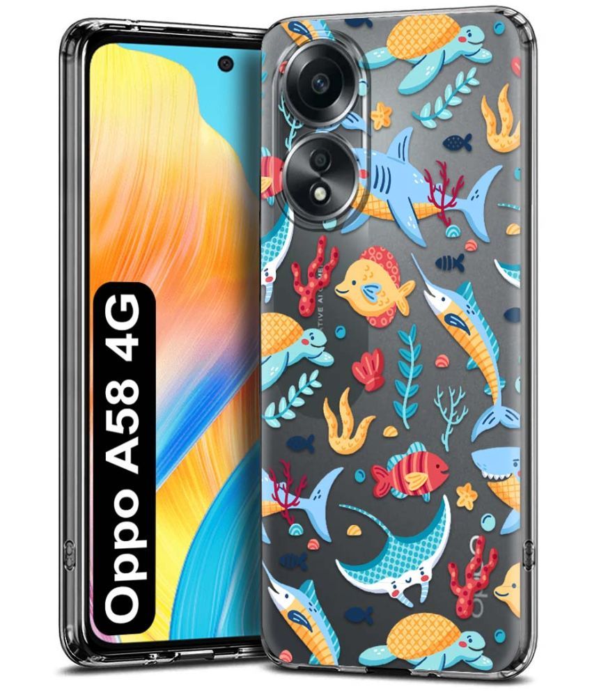     			Fashionury Multicolor Printed Back Cover Silicon Compatible For Oppo A58 4G ( Pack of 1 )