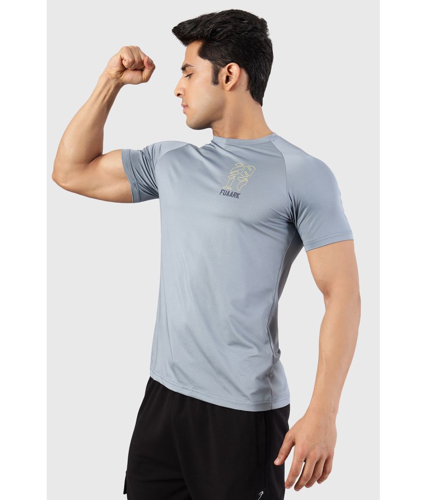     			Fuaark Stone Grey Polyester Slim Fit Men's Sports T-Shirt ( Pack of 1 )