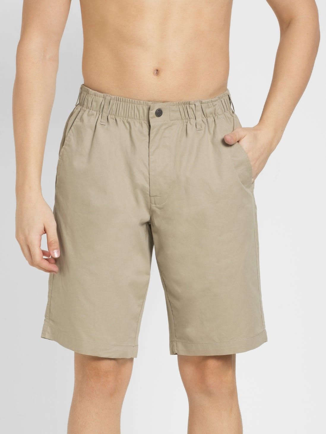     			Jockey 1203 Men's Super Combed Mercerised Cotton Woven Fabric Straight Fit Solid Shorts - Khaki