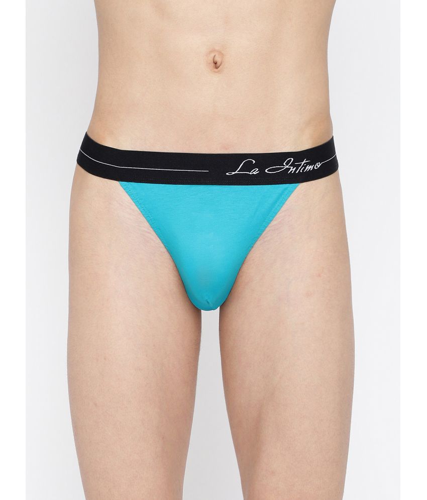    			La Intimo Teal Cotton Men's Thongs ( Pack of 1 )