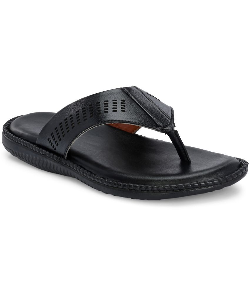     			Leeport Black Men's Thong Flip Flop