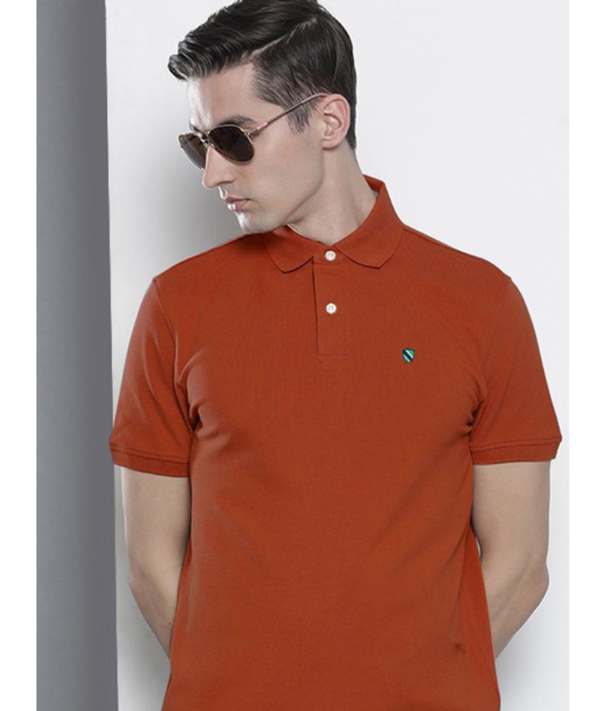     			Merriment Cotton Blend Regular Fit Solid Half Sleeves Men's Polo T Shirt - Rust Brown ( Pack of 1 )