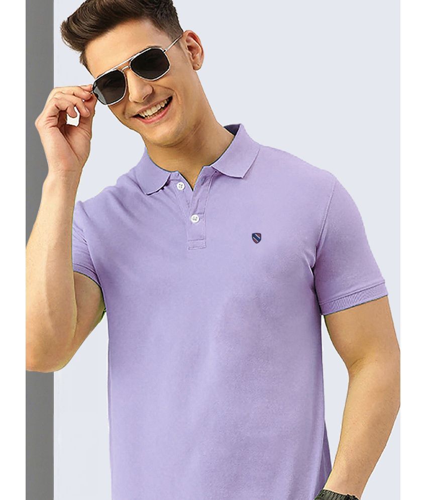     			Merriment Cotton Blend Regular Fit Solid Half Sleeves Men's Polo T Shirt - Lavender ( Pack of 1 )