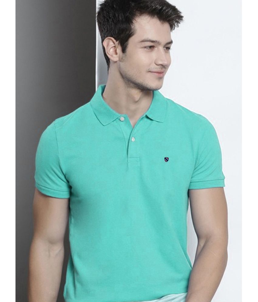     			Merriment Cotton Blend Regular Fit Solid Half Sleeves Men's Polo T Shirt - Aqua ( Pack of 1 )