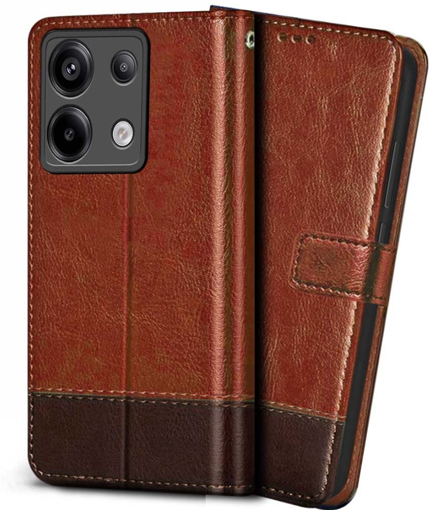     			NBOX Brown Flip Cover Leather Compatible For Redmi Note 13 Pro 5G ( Pack of 1 )