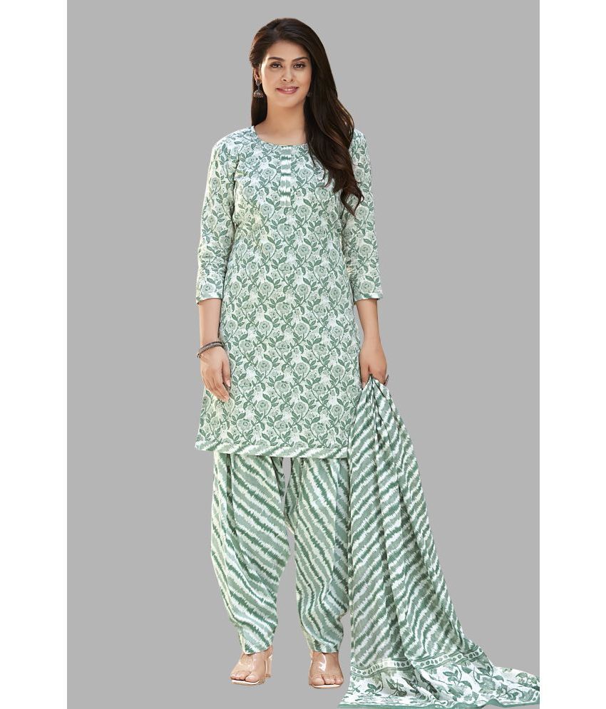     			SIMMU Unstitched Cotton Printed Dress Material - Green ( Pack of 1 )