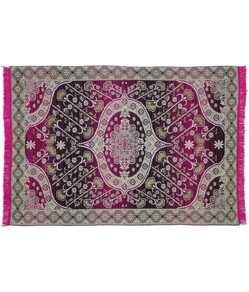     			Valtellina Pink Velvet Carpet Floral 4x7 Ft