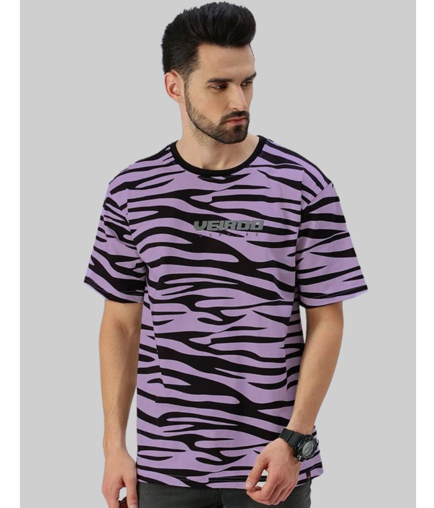     			Veirdo 100% Cotton Oversized Fit Printed Half Sleeves Men's T-Shirt - Purple ( Pack of 1 )