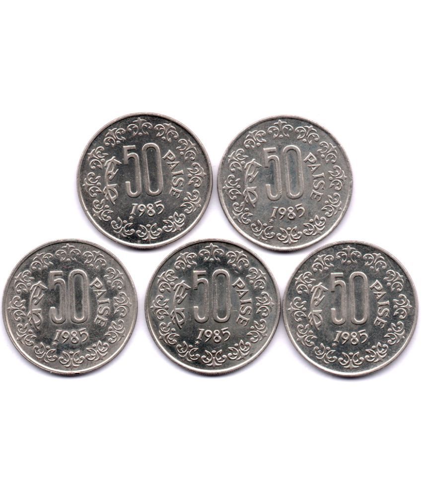     			50  /  FIFTY  PAISE  / PAISA RARE   COPPER NICKEL  1985  SEOUL FOREIGN   RARE MINT (5 PCS)  COMMEMORATIVE COLLECTIBLE-  U.N.C.