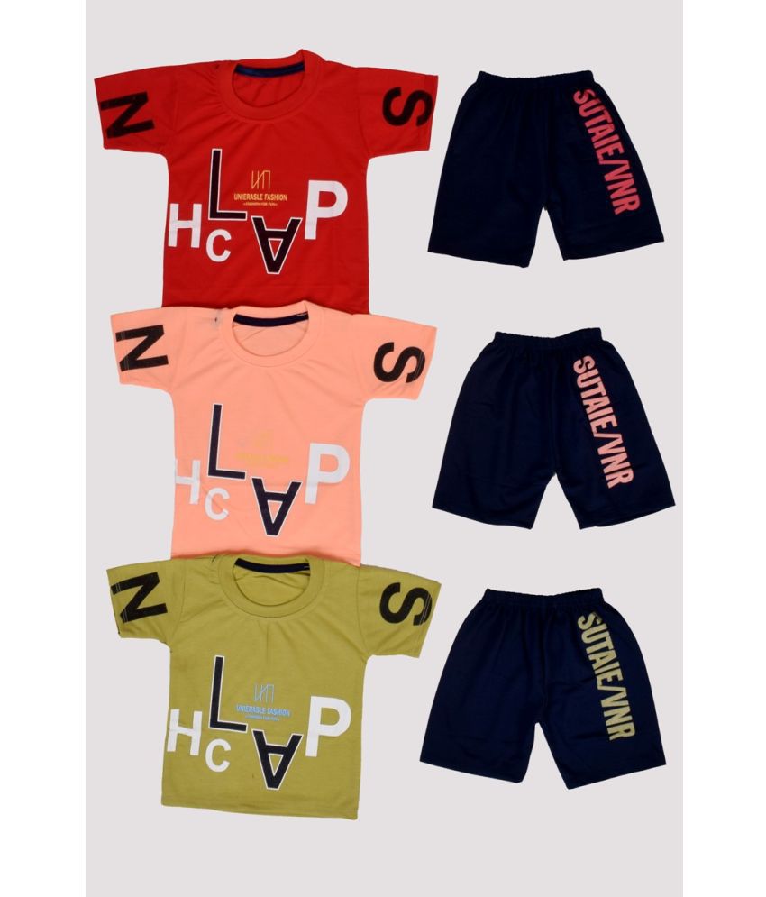     			DIAMOND EXPORTER Multicolor Cotton Blend Baby Boy T-Shirt & Shorts ( Pack of 3 )