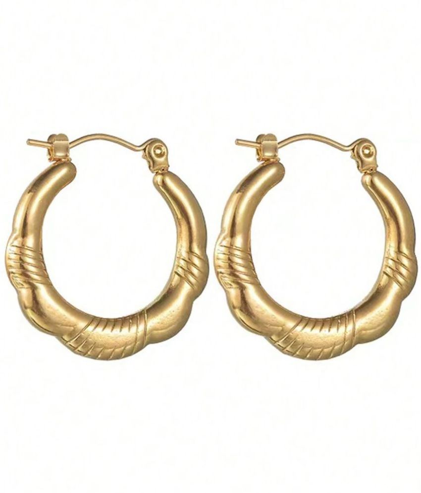    			FASHION FRILL Gold Huggies Earrings ( Pack of 2 )