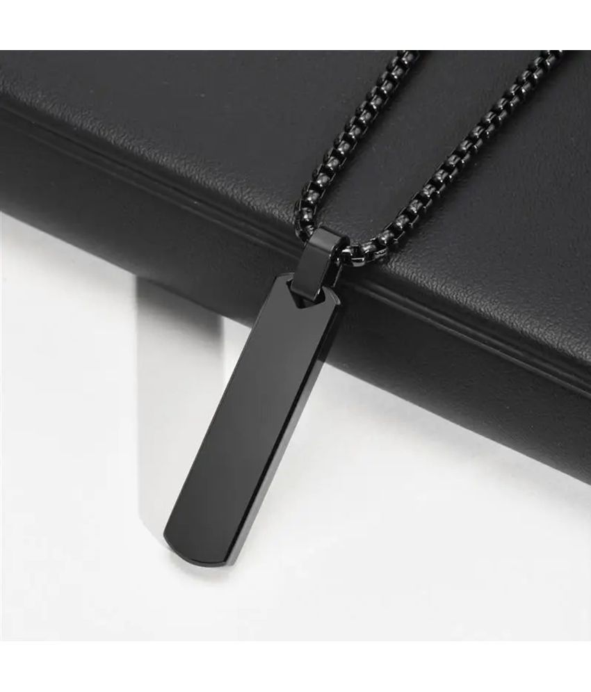     			Fashion Frill Silver Chain For Men Stainless Steel Bar Pendant Black Silver Chain Pendant For Men Boys Love Gifts Mens Jewellery