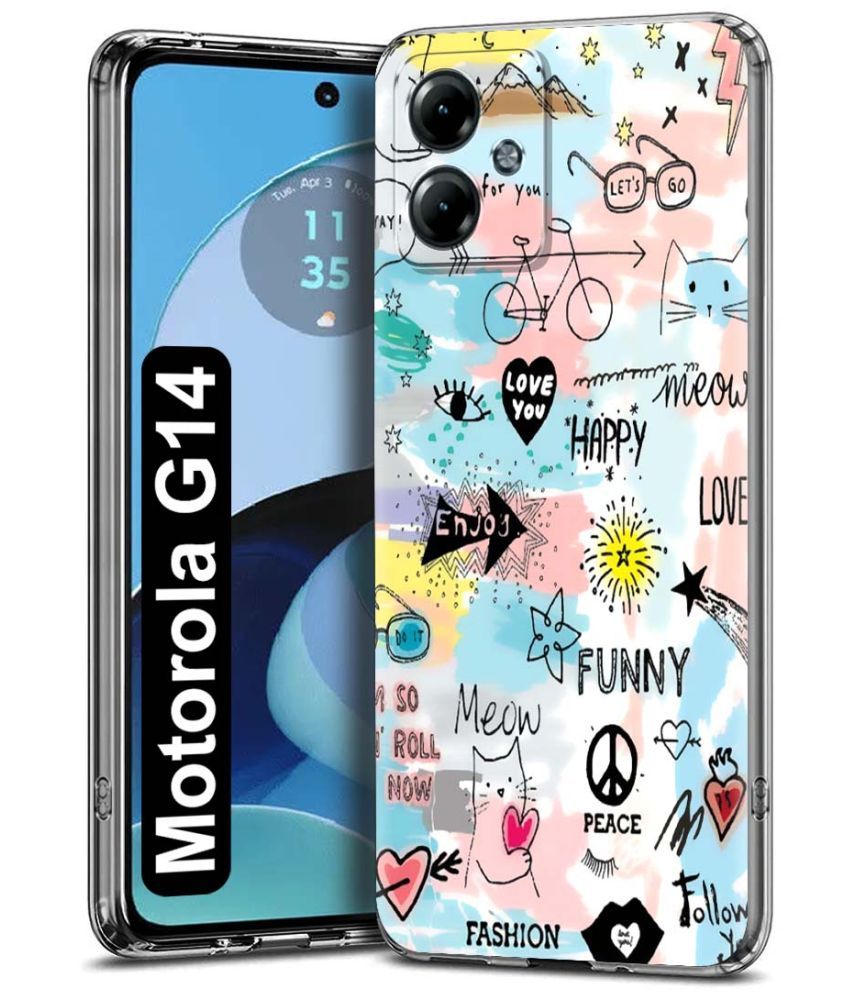     			Fashionury Multicolor Printed Back Cover Silicon Compatible For Motorola G14 ( Pack of 1 )