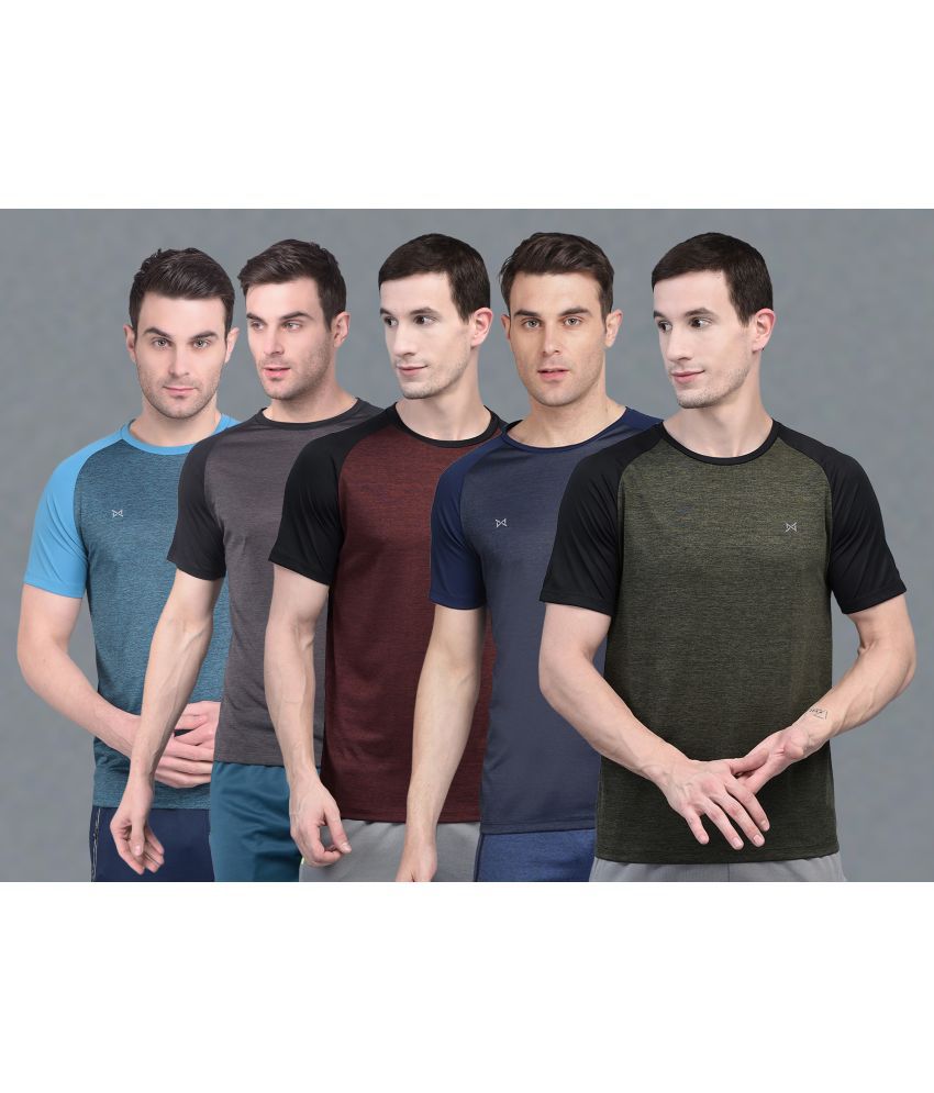     			Force NXT Multi Polyester Regular Fit Men's Sports T-Shirt ( Pack of 5 )