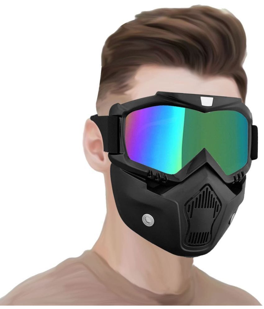     			Gatih Biker Face Shield Goggle Mask Metal Polish Block Windproof Dirt Helmet for Cycling Bike Racing Ride 1 no.s