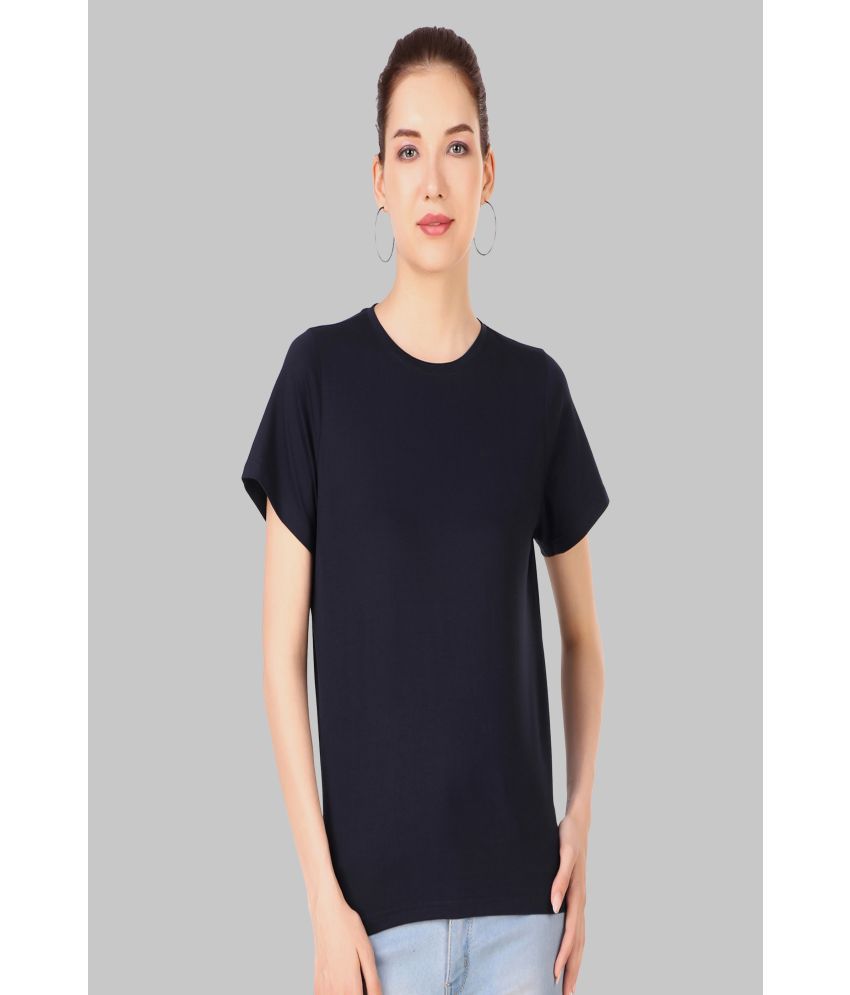     			IDASS Navy Blue Cotton Blend Regular Fit Women's T-Shirt ( Pack of 1 )