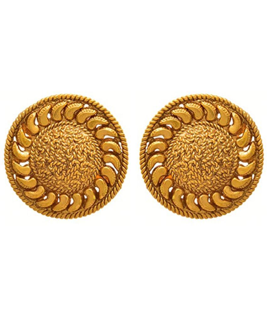     			JFL - Jewellery For Less Gold Stud Earrings ( Pack of 1 )