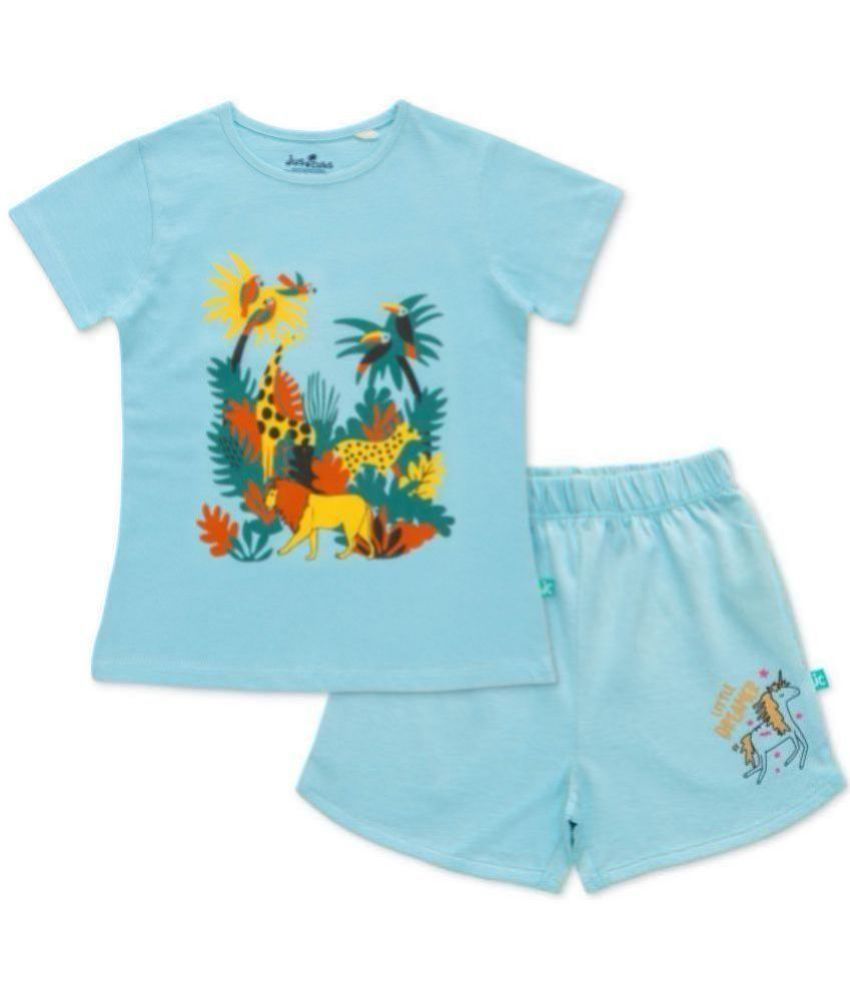     			Juscubs Blue Cotton Girls Top With Shorts ( Pack of 1 )