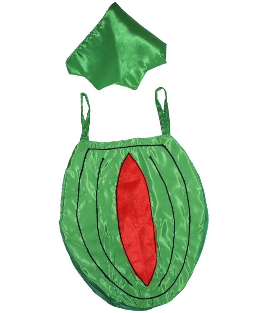     			Kaku Fancy Dresses Watermelon Fruits Costume Cutout with Cap -Green & Red, Freesize, for Boys & Girls