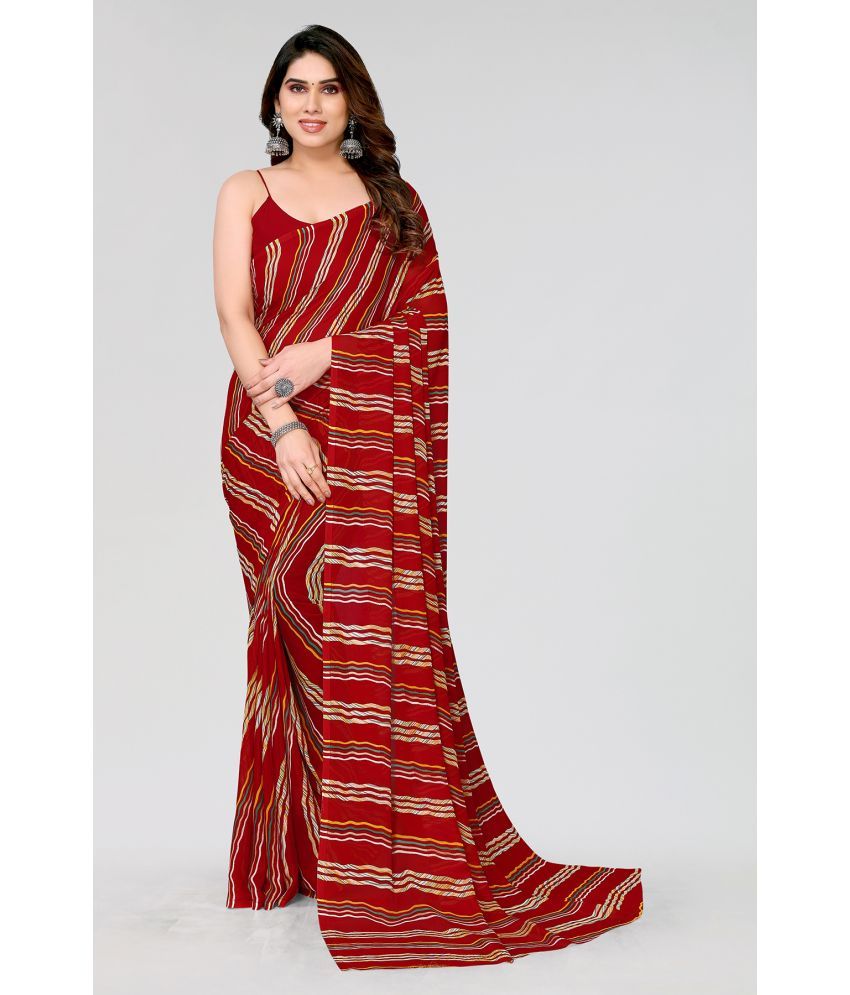     			Kashvi Sarees Georgette Printed Saree Without Blouse Piece - Maroon ( Pack of 1 )