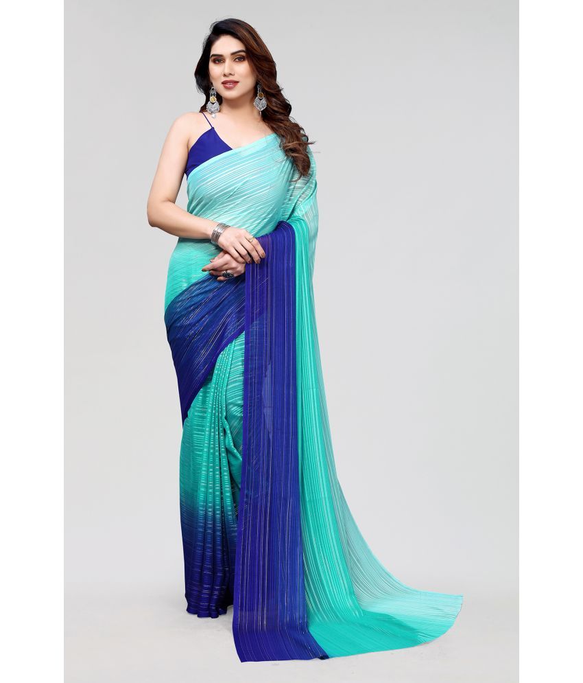     			Kashvi Sarees Satin Embellished Saree Without Blouse Piece - Green ( Pack of 1 )