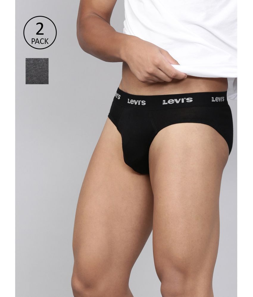     			Levi's Grey Melange Cotton Men's Briefs ( Pack of 2 )