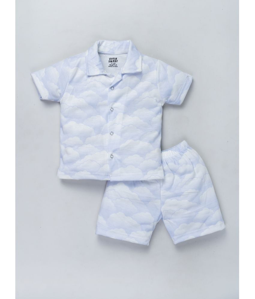     			Little Smart White Cotton Blend Unisex Shirt & Shorts ( Pack of 1 )