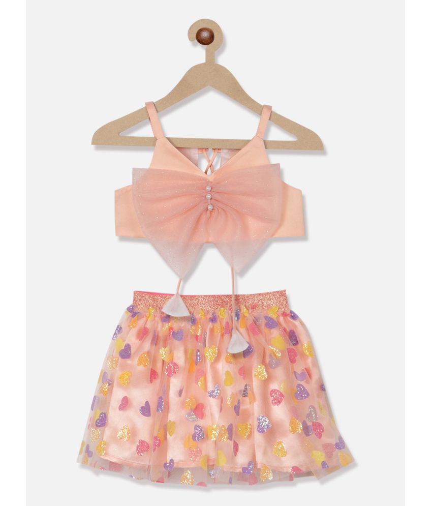     			Nauti Nati Peach Polyester Baby Girl Top & Skirt ( Pack of 1 )