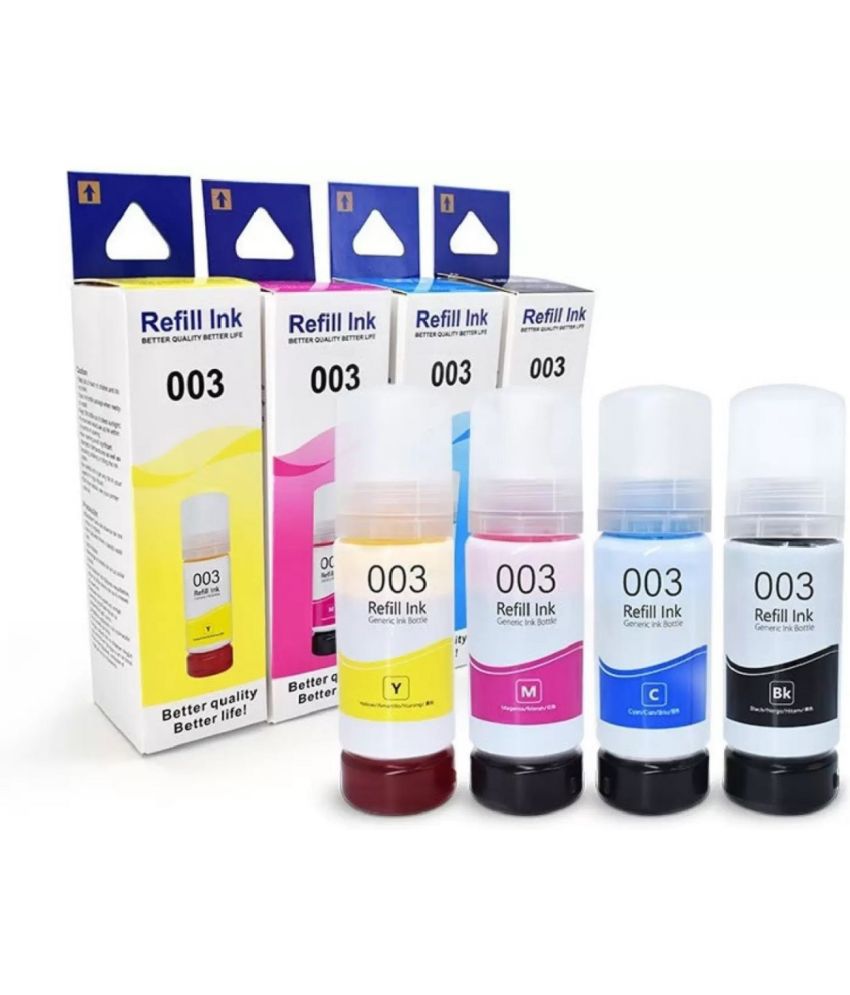     			TEQUO 003 INK FOR L3110 Multicolor Pack of 4 Cartridge for EPS0N 003 Ink Bottles (65ml) for L3110 L3101 L3150 L4150 L4160 L6160 L6170 L6190 Printers