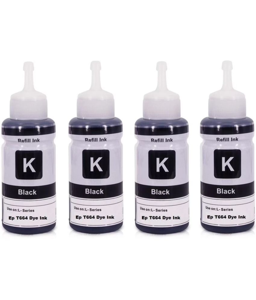     			TEQUO T664 Ink For L385 Black Pack of 4 Cartridge for L220/ L550/ L355/ L110/ L210/ L300/ L360/ L350/ L380/ L100/ L200/ L565/ L555/ L130/ L1300 and more.