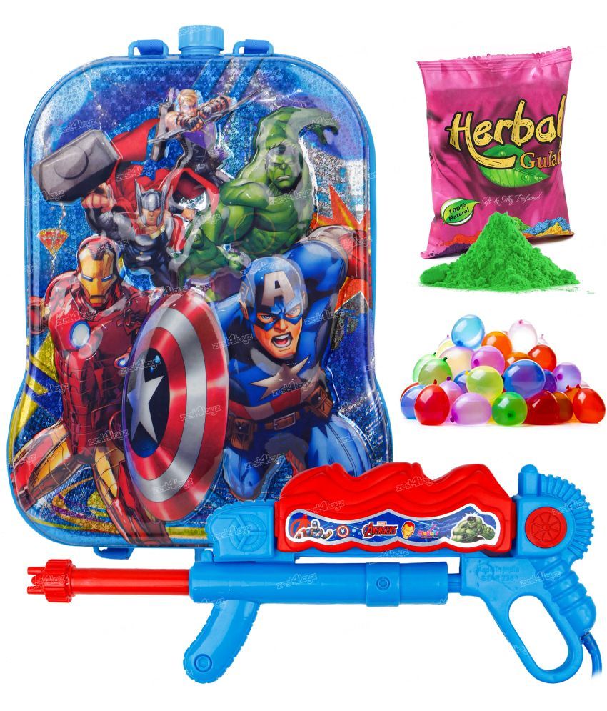     			Zest 4 Toyz Holi Pichkari Water Gun For Kids Boy Girl Powerful High Pressure Tank Spray With 100 BALLOON, AVENGERS (Mega Tank)