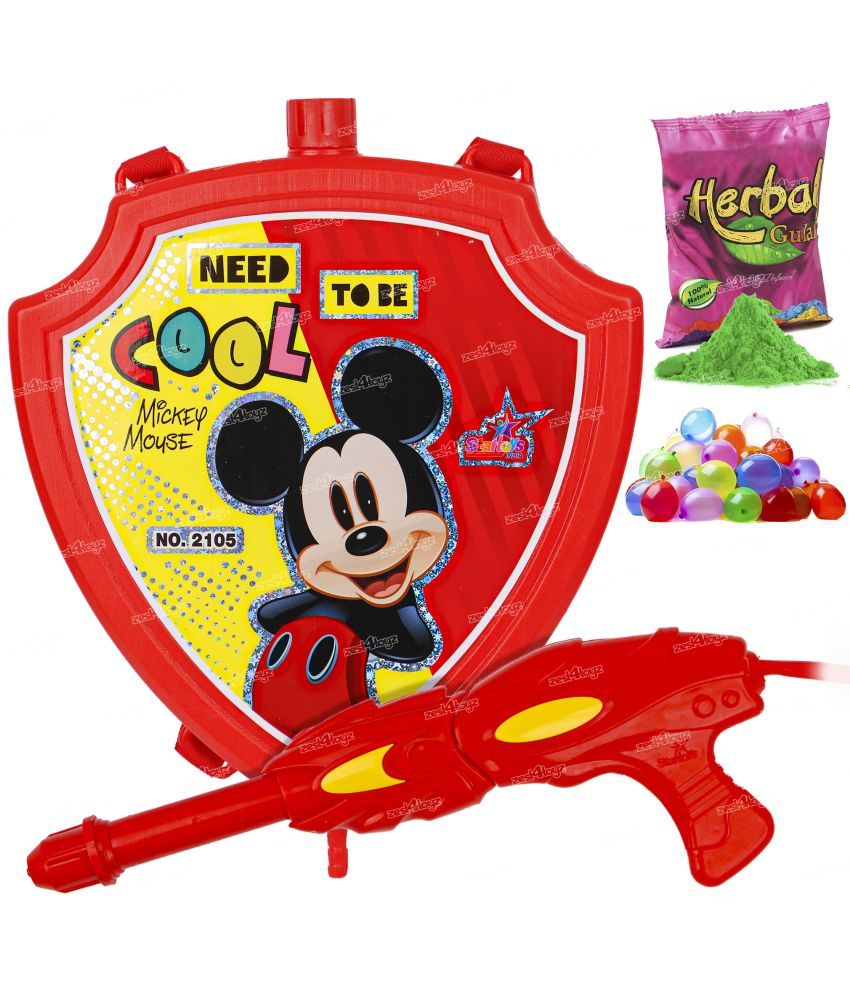     			Zest 4 Toyz Holi Pichkari Water Gun For Kids Boy Girl Powerful High Pressure Tank Spray With 100 BALLOON, MICKEY (Diamond Tank)