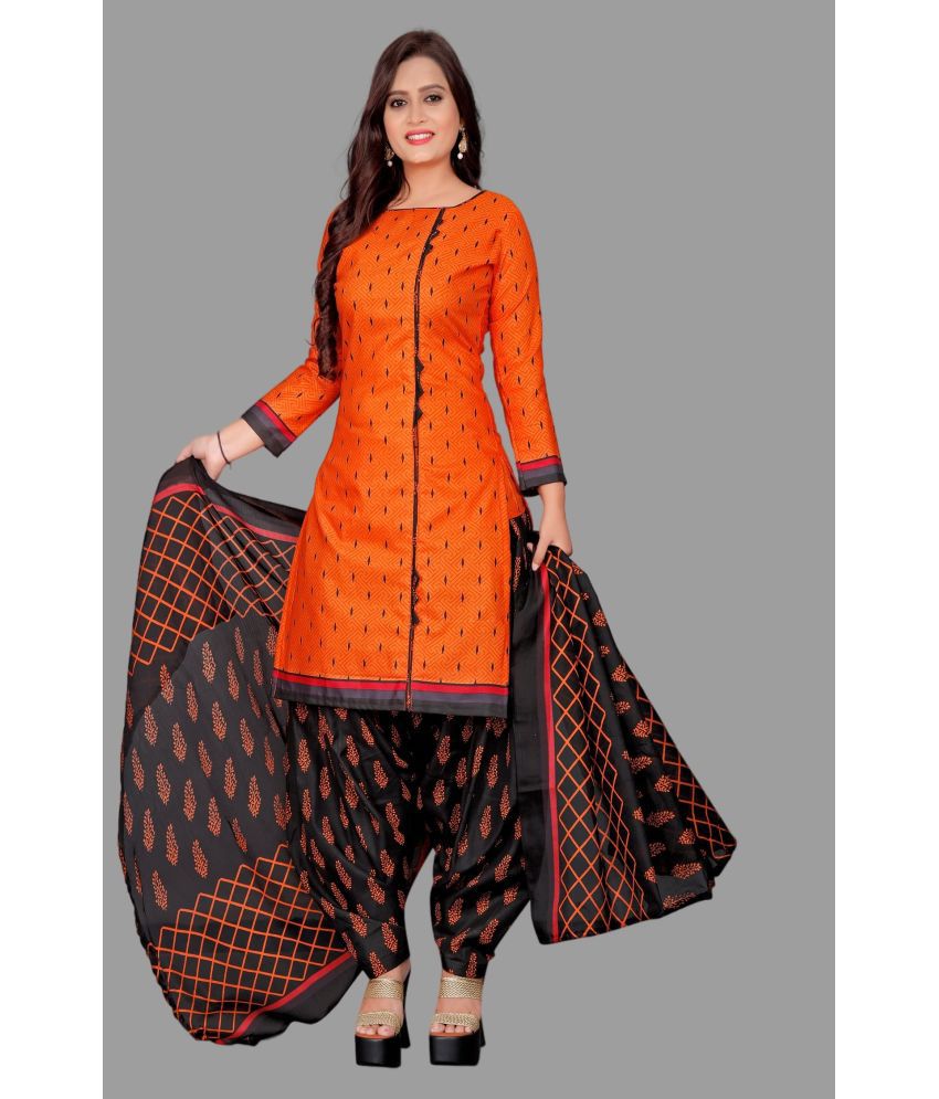     			paradise prints Unstitched Cotton Printed Dress Material - Orange ( Pack of 1 )