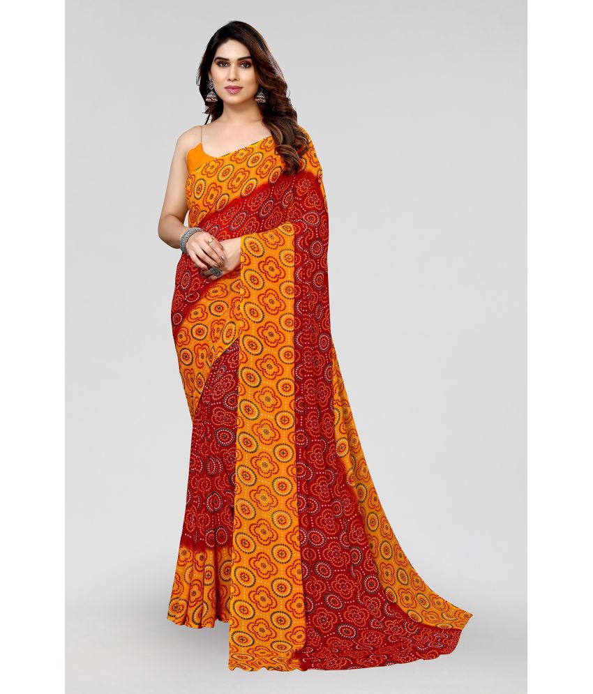     			ANAND SAREES Georgette Printed Saree Without Blouse Piece - Red ( Pack of 1 )