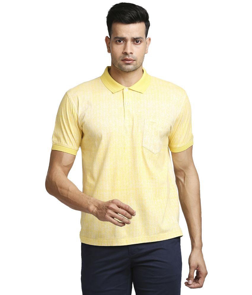     			Colorplus Cotton Slim Fit Printed Half Sleeves Men's Polo T-Shirt - Yellow ( Pack of 1 )