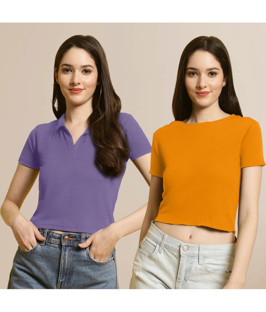     			Fabflee Multi Color Polyester Women's Crop Top ( Pack of 2 )