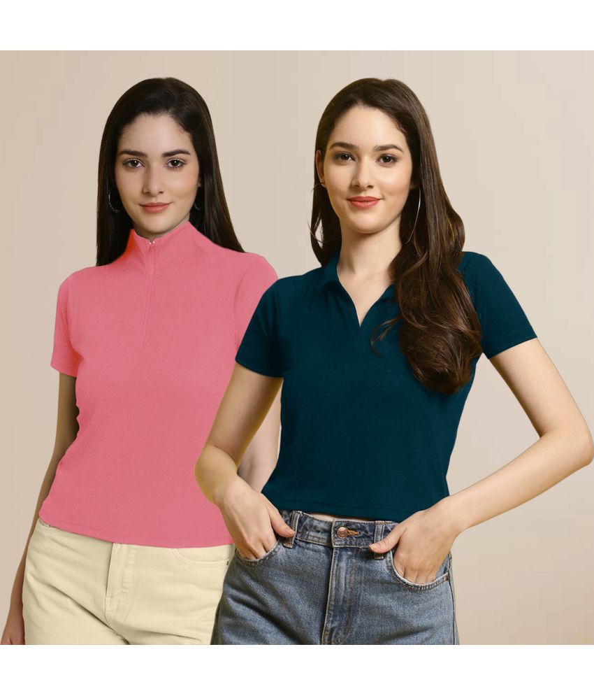     			Fabflee Multi Color Polyester Women's Regular Top ( Pack of 2 )