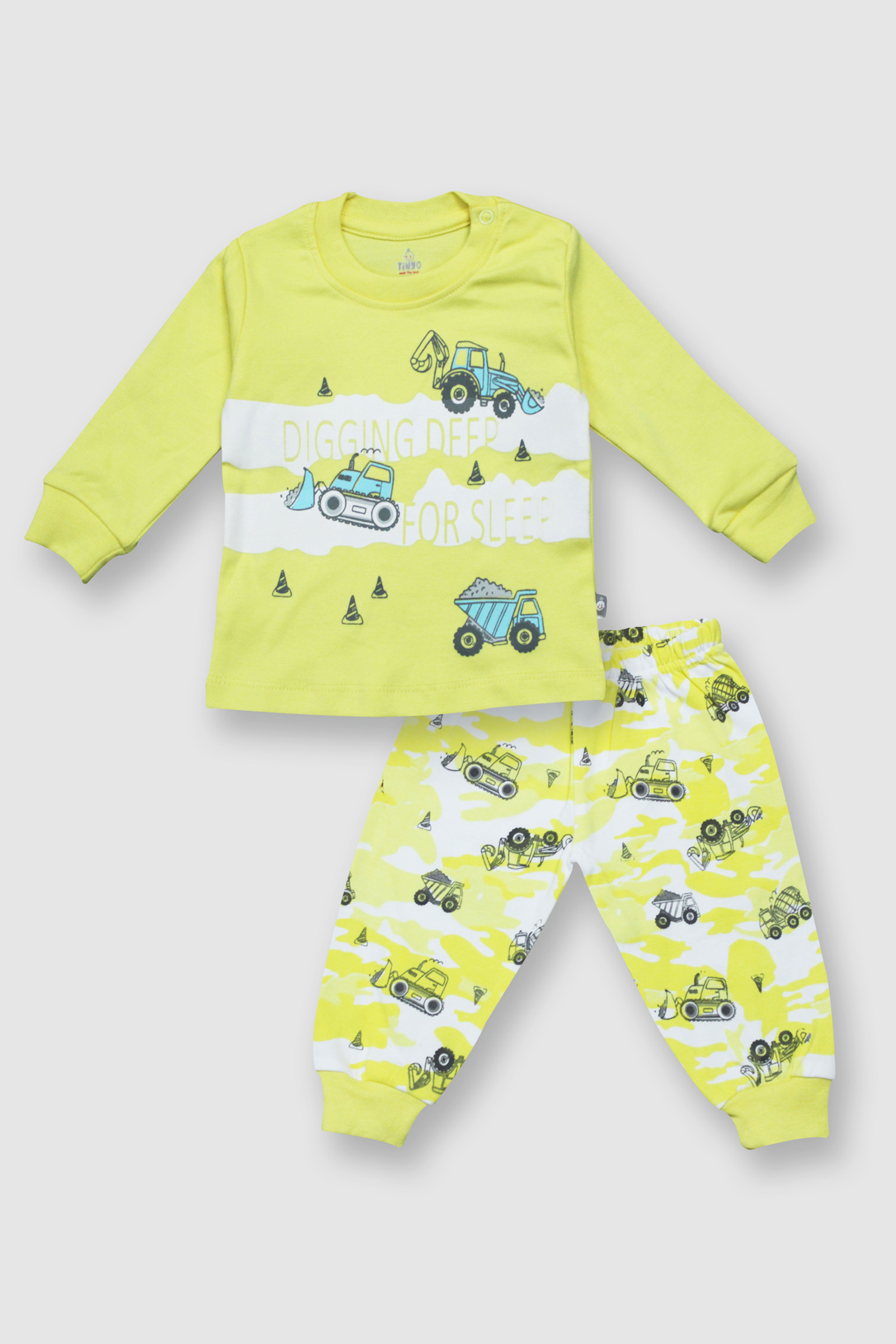    			TINYO Yellow Cotton Baby Boy Sweatshirt & Jogger Set ( Pack of 1 )