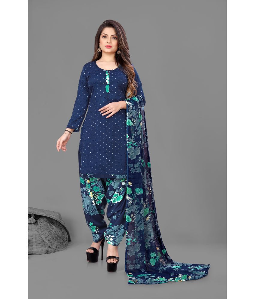    			Anand Unstitched Crepe Printed Dress Material - Blue ( Pack of 1 )