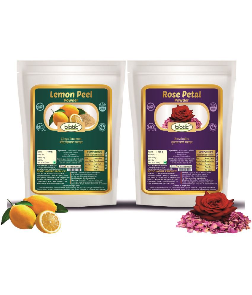     			Biotic Natural Lemon Peel Powder and Rose Petals Powder Face Pack (100g each) 200 gm